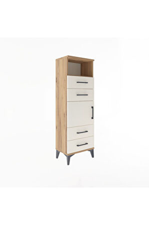 Arges Dolap 2 Raflı 4 Çekmeceli Tek Kapaklı 44x30x134 Çam-Aytaşı