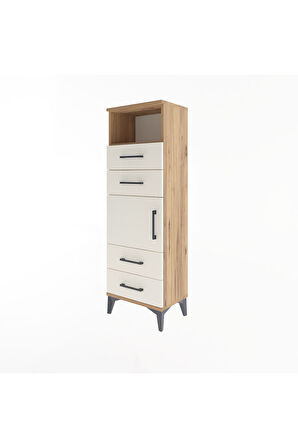 Arges Dolap 2 Raflı 4 Çekmeceli Tek Kapaklı 44x30x134 Çam-Aytaşı