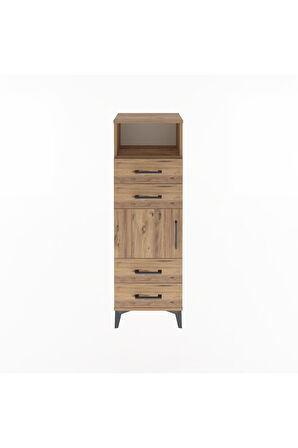 Arges Dolap 2 Raflı 4 Çekmeceli Tek Kapaklı 44x30x134 Çam-Çam