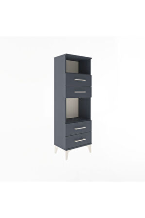 Arges Dolap 2 Raflı 4 Çekmeceli 44x30x134 Antrasit-Antrasit