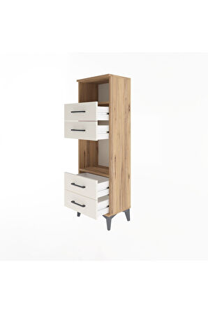 Arges Dolap 2 Raflı 4 Çekmeceli 44x30x134 Çam-Aytaşı