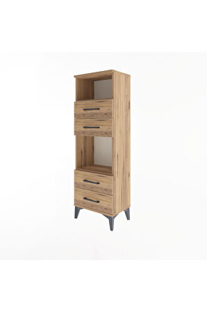 Arges Dolap 2 Raflı 4 Çekmeceli 44x30x134 Çam-Çam