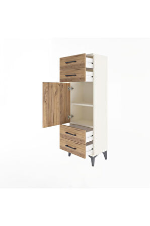 Arges Dolap 2 Raflı 4 Çekmeceli Tek Kapaklı 44x30x134 Aytaşı-Çam