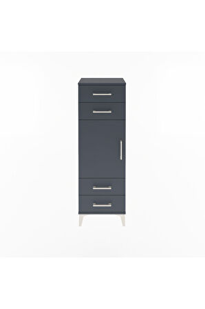 Arges Dolap 2 Raflı 4 Çekmeceli Tek Kapaklı 44x30x134 Antrasit-Antrasit
