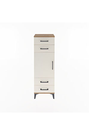 Arges Dolap 2 Raflı 4 Çekmeceli Tek Kapaklı 44x30x134 Çam-Aytaşı
