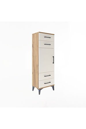 Arges Dolap 2 Raflı 4 Çekmeceli Tek Kapaklı 44x30x134 Çam-Aytaşı