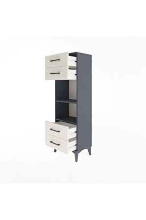 Arges Dolap 2 Raflı 4 Çekmeceli 44x30x134 Antrasit-Aytaşı