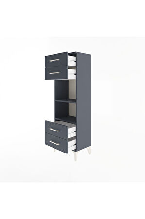 Arges Dolap 2 Raflı 4 Çekmeceli 44x30x134 Antrasit-Antrasit