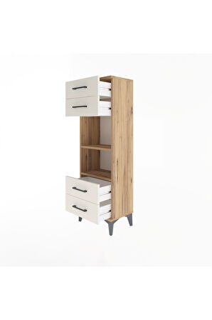 Arges Dolap 2 Raflı 4 Çekmeceli 44x30x134 Çam-Aytaşı