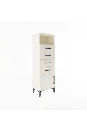 Arges Dolap Tek Raflı 4 Çekmeceli Tek Kapaklı 44x30x134 Aytaşı-Aytaşı