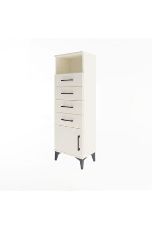 Arges Dolap Tek Raflı 4 Çekmeceli Tek Kapaklı 44x30x134 Aytaşı-Aytaşı