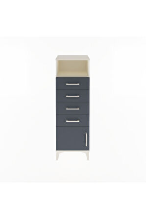 Arges Dolap Tek Raflı 4 Çekmeceli Tek Kapaklı 44x30x134 Aytaşı-Antrasit