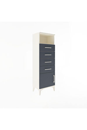 Arges Dolap Tek Raflı 4 Çekmeceli Tek Kapaklı 44x30x134 Aytaşı-Antrasit