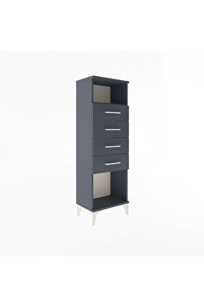 Arges Dolap Tek Raflı 4 Çekmeceli 44x30x134 Antrasit-Antrasit