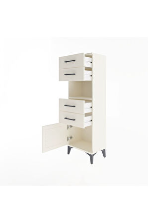 Arges Dolap Tek Raflı 4 Çekmeceli Tek Kapaklı 44x30x134 Aytaşı-Aytaşı