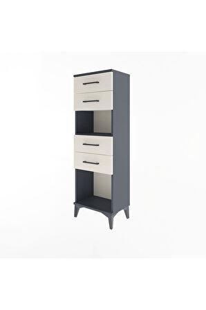 Arges Dolap Tek Raflı 4 Çekmeceli 44x30x134 Antrasit-Aytaşı