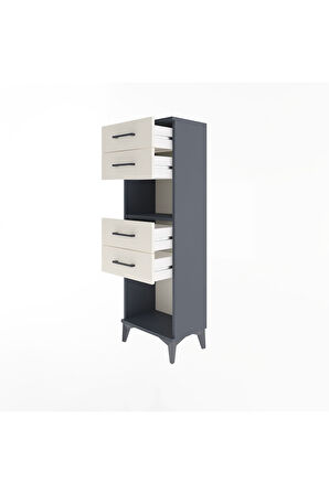 Arges Dolap Tek Raflı 4 Çekmeceli 44x30x134 Antrasit-Aytaşı