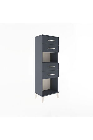 Arges Dolap Tek Raflı 4 Çekmeceli 44x30x134 Antrasit-Antrasit