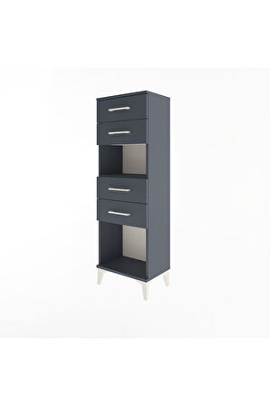Arges Dolap Tek Raflı 4 Çekmeceli 44x30x134 Antrasit-Antrasit