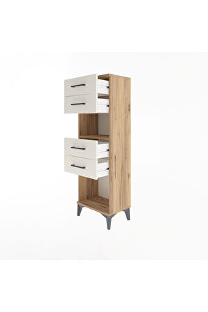 Arges Dolap Tek Raflı 4 Çekmeceli 44x30x134 Çam-Aytaşı