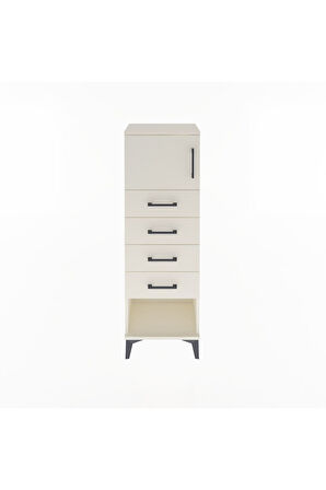 Arges Dolap Tek Raflı 4 Çekmeceli Tek Kapaklı 44x30x134 Aytaşı-Aytaşı