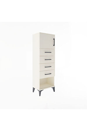 Arges Dolap Tek Raflı 4 Çekmeceli Tek Kapaklı 44x30x134 Aytaşı-Aytaşı