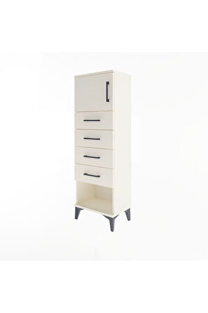 Arges Dolap Tek Raflı 4 Çekmeceli Tek Kapaklı 44x30x134 Aytaşı-Aytaşı