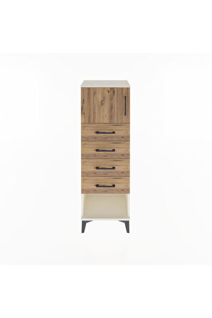 Arges Dolap Tek Raflı 4 Çekmeceli Tek Kapaklı 44x30x134 Aytaşı-Çam