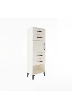 Arges Dolap Tek Raflı 4 Çekmeceli Tek Kapaklı 44x30x134 Aytaşı-Aytaşı