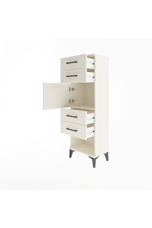 Arges Dolap Tek Raflı 4 Çekmeceli Tek Kapaklı 44x30x134 Aytaşı-Aytaşı