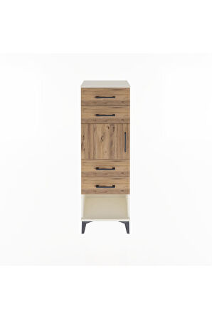 Arges Dolap Tek Raflı 4 Çekmeceli Tek Kapaklı 44x30x134 Aytaşı-Çam
