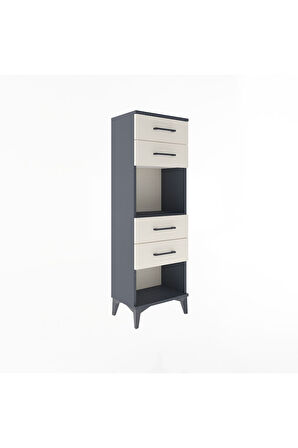 Arges Dolap Tek Raflı 4 Çekmeceli 44x30x134 Antrasit-Aytaşı