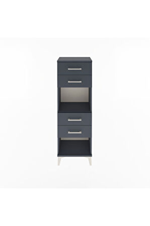 Arges Dolap Tek Raflı 4 Çekmeceli 44x30x134 Antrasit-Antrasit