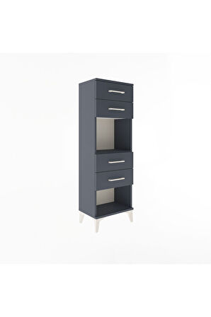 Arges Dolap Tek Raflı 4 Çekmeceli 44x30x134 Antrasit-Antrasit