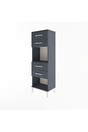 Arges Dolap Tek Raflı 4 Çekmeceli 44x30x134 Antrasit-Antrasit