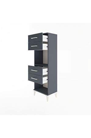 Arges Dolap Tek Raflı 4 Çekmeceli 44x30x134 Antrasit-Antrasit