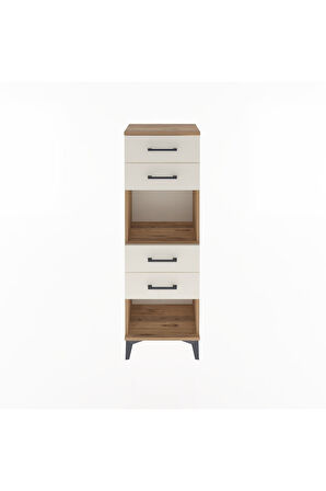 Arges Dolap Tek Raflı 4 Çekmeceli 44x30x134 Çam-Aytaşı