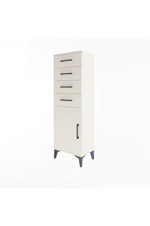 Arges Dolap Tek Raflı 4 Çekmeceli Tek Kapaklı 44x30x134 Aytaşı-Aytaşı
