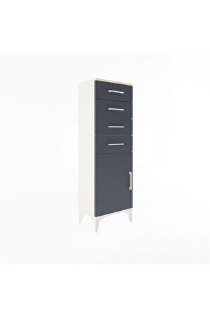 Arges Dolap Tek Raflı 4 Çekmeceli Tek Kapaklı 44x30x134 Aytaşı-Antrasit