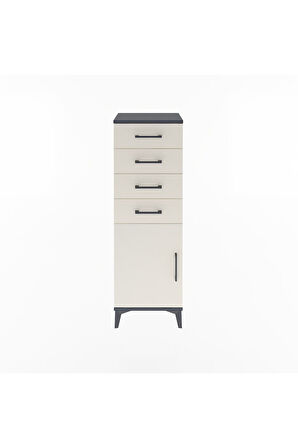 Arges Dolap Tek Raflı 4 Çekmeceli Tek Kapaklı 44x30x134 Antrasit-Aytaşı