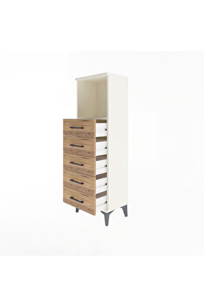 Arges Dolap Tek Raflı 5 Çekmeceli 44x30x134 Aytaşı-Çam