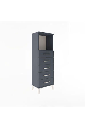 Arges Dolap Tek Raflı 5 Çekmeceli 44x30x134 Antrasit-Antrasit