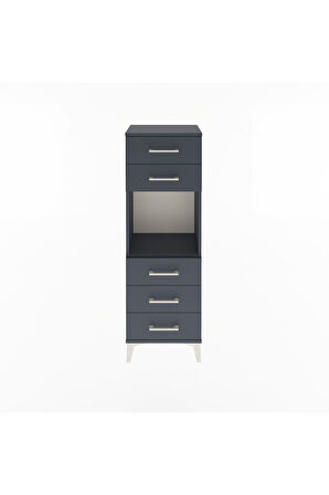 Arges Dolap Tek Raflı 5 Çekmeceli 44x30x134 Antrasit-Antrasit