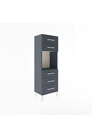 Arges Dolap Tek Raflı 5 Çekmeceli 44x30x134 Antrasit-Antrasit