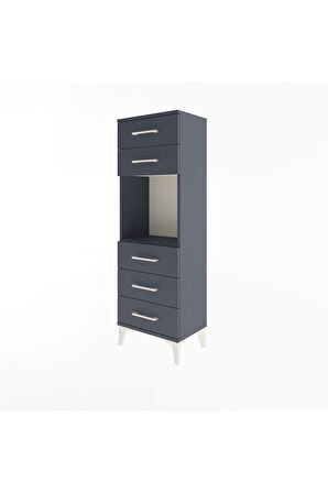 Arges Dolap Tek Raflı 5 Çekmeceli 44x30x134 Antrasit-Antrasit