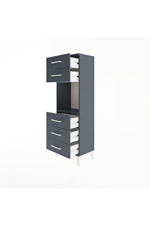 Arges Dolap Tek Raflı 5 Çekmeceli 44x30x134 Antrasit-Antrasit