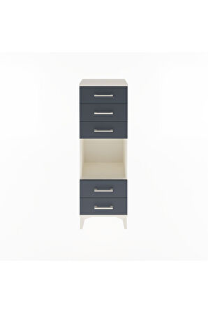 Arges Dolap Tek Raflı 5 Çekmeceli 44x30x134 Aytaşı-Antrasit