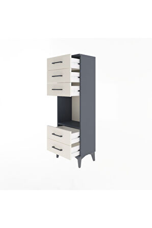 Arges Dolap Tek Raflı 5 Çekmeceli 44x30x134 Antrasit-Aytaşı