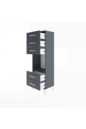 Arges Dolap Tek Raflı 5 Çekmeceli 44x30x134 Antrasit-Antrasit