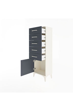 Arges Dolap 5 Çekmeceli Tek Kapaklı 44x30x134 Aytaşı-Antrasit